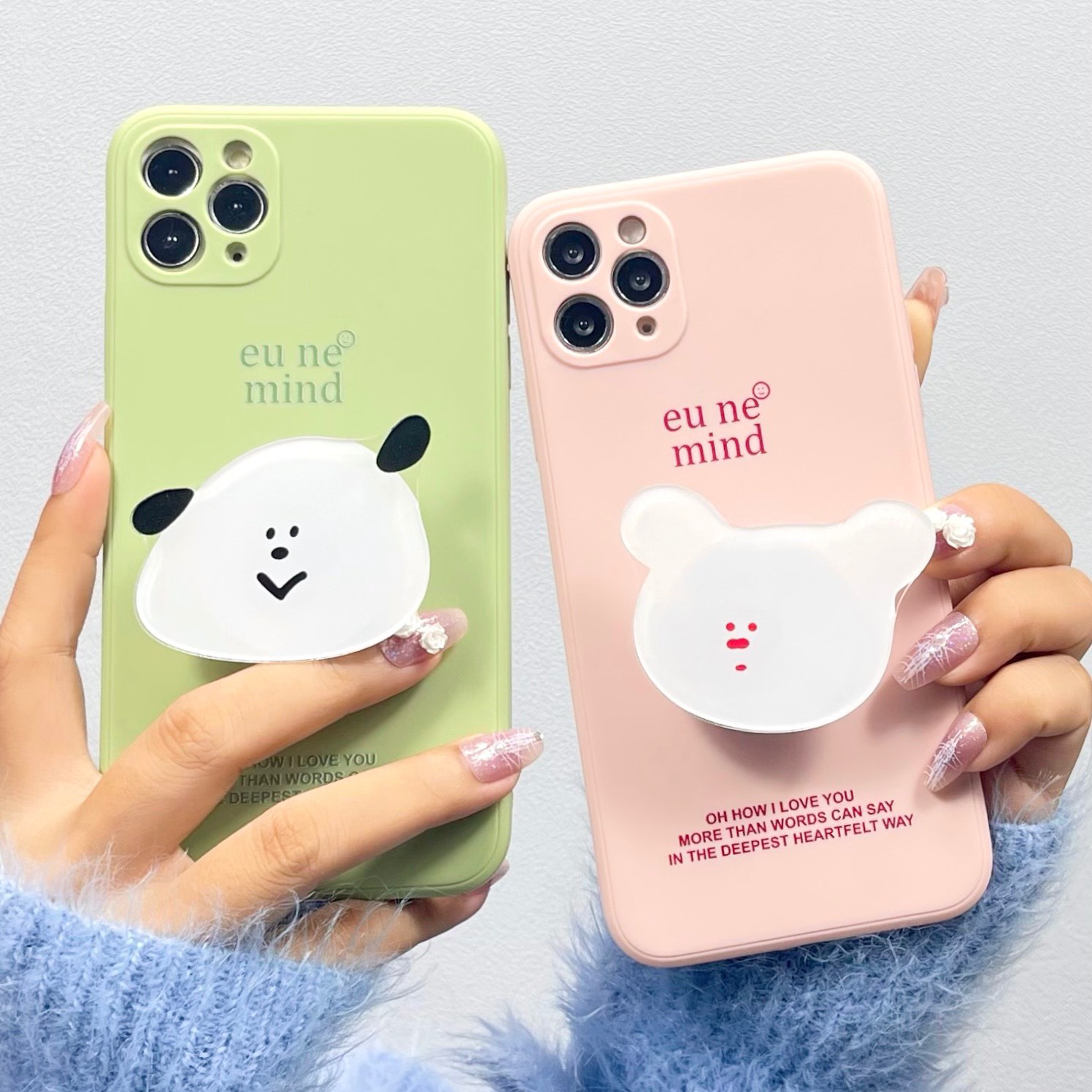 [ KÈM POPSOCKET ] Ốp Lưng Silicon Màu Bảo Vệ Camera Dog