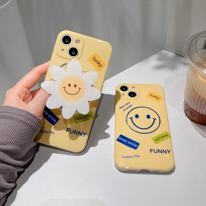 [ PHỦ BÓNG ] [ KÈM POPSOCKET ] Ốp Lưng Silicon Màu Bảo Vệ Camera Keep Smile