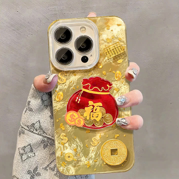 Ốp Lưng Lông Vũ Phản Quang - Hình Nổi Túi Tiền (CT)