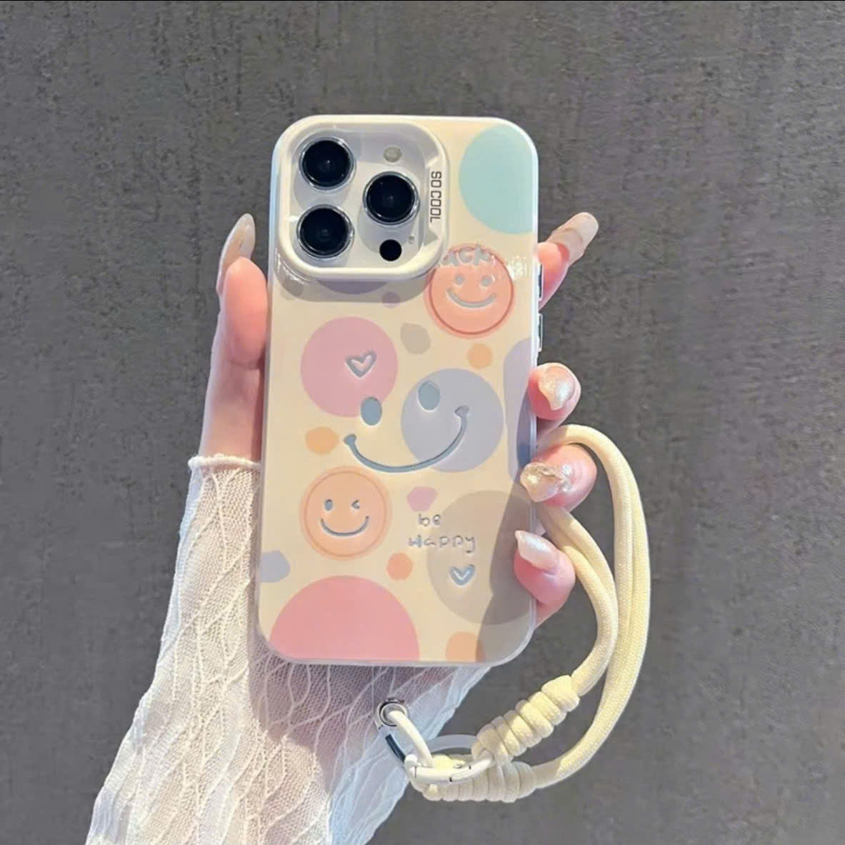 [KÈM DÂY ĐEO] Ốp Lưng IMD Đổi Màu Laser - Be Happy