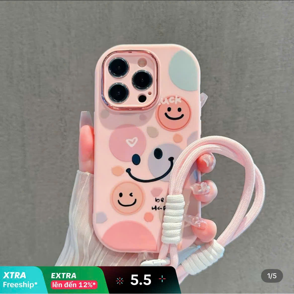 [KÈM DÂY ĐEO] Ốp Lưng IMD Đổi Màu Laser - Smile Luck