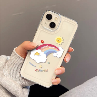 Ốp Lưng Silicon Trong Suốt Space Bảo Vệ Camera Rainbow Colorful