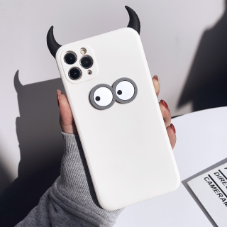 Ốp Lưng Silicon Màu Bảo Vệ Camera Hình Nổi Mặt Quỷ