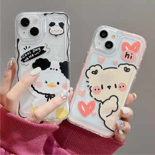 Ốp Lưng Silicon Trong Suốt Space Bảo Vệ Camera Bear And Duck Cute