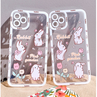 Ốp Lưng Silicon Chống Sốc Viền Nổi Rabbit And Flower