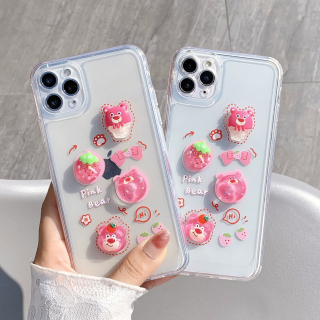 Ốp Lưng Silicon Trong Suốt Space Bảo Vệ Camera Pink Bear