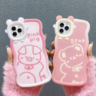 Ốp Lưng Tai Gấu Viền Mây Trong Suốt Pig And Bear