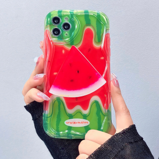 [ PHỦ BÓNG ] [ KÈM POPSOCKET ] Ốp Lưng Viền Hoa Nổi Chống Sốc - Watermelon