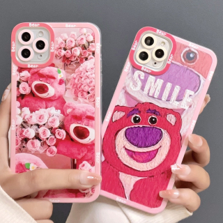 Ốp Lưng Silicon Chống Sốc Viền Nổi Bear Flower And Bear Smile