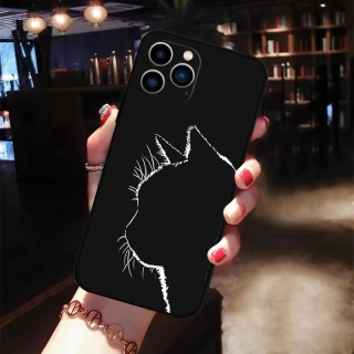 Ốp Lưng Silicon Màu Bảo Vệ Camera Mèo Đen