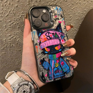 Ốp Lưng IMD Chống Sốc - Mèo Đen Graffiti