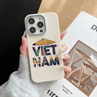 Ốp Vân Da Viền Camera Bạc - Việt Nam
