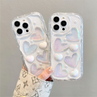 Ốp Lưng Pha Lê 3D Trong Suốt Kim Tuyến - Mẫu Viền Hoa Nổi Trái Tim