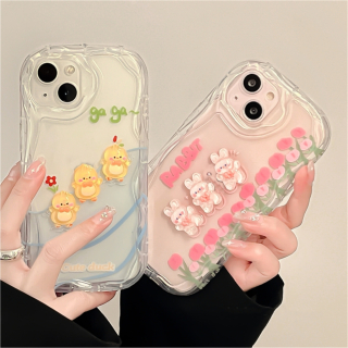 Ốp Lưng Viền Hoa Nổi Chống Sốc - Mẫu Thú Nổi Duck and Rabbit