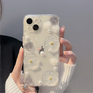Ốp Lưng Pha Lê 3D Trong Suốt Kim Tuyến - Mẫu Hình Nổi Flower