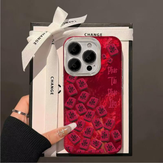 Ốp Lưng Lông Vũ Phản Quang - Đỏ Phát Tài