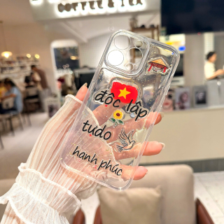 Ốp Lưng Pha Lê 3D Trong Suốt Lá Vàng  - Độc Lập Tự Do Hạnh Phúc !!!